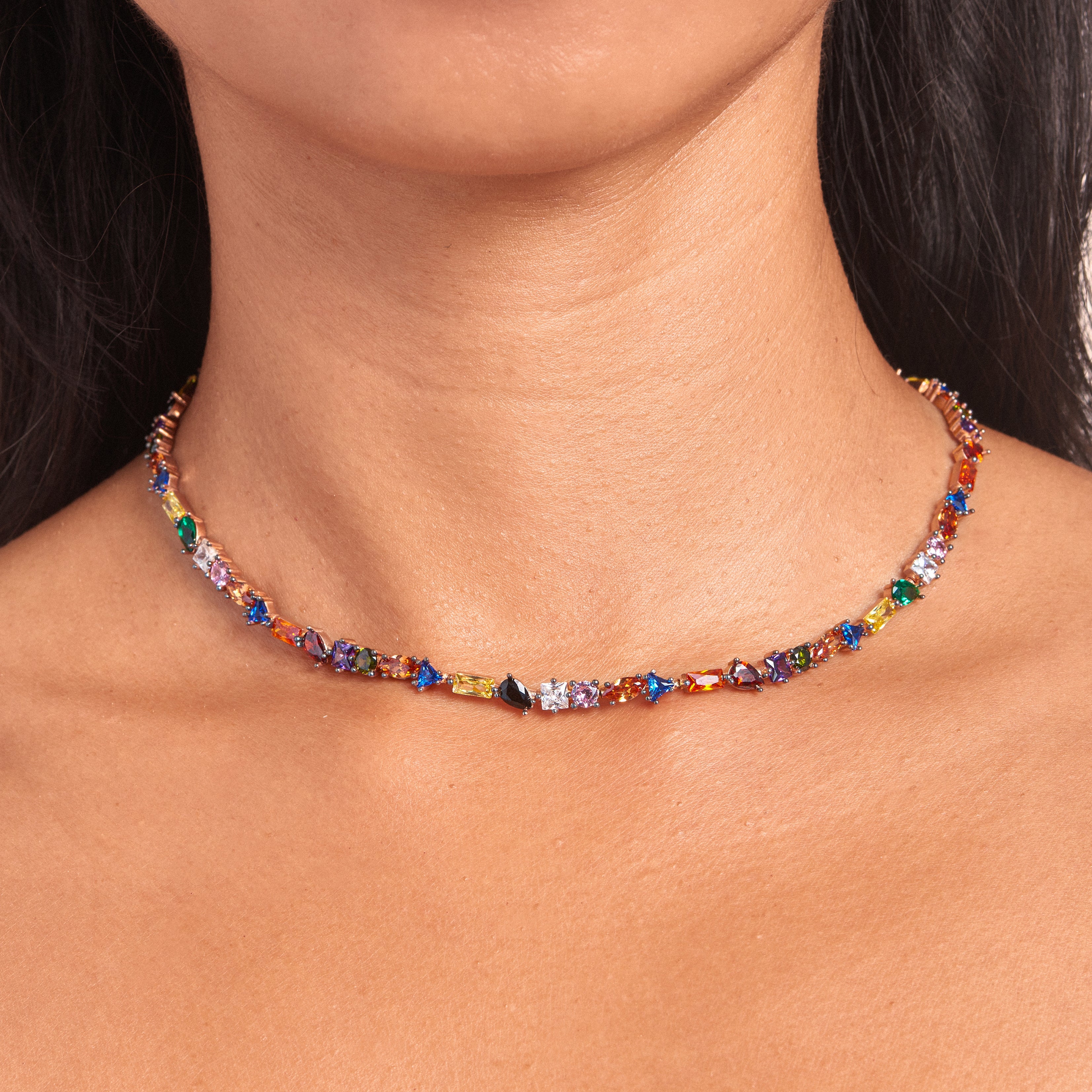 Julie Tennis Necklace | Multi Color Crystals