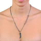 Lab Blue Diamond Claw Necklace